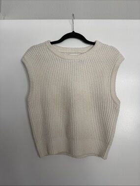 Freshman 1996 Cream Ribbed Knit Sweater Vest Sleeveless Size M